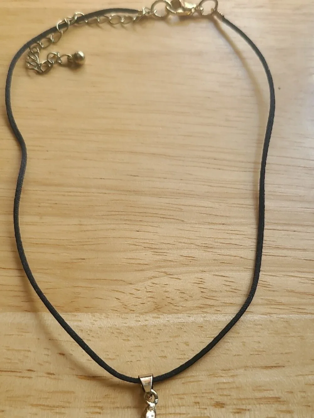 Crystal Teardrop Pendant Necklace - Black Cord
